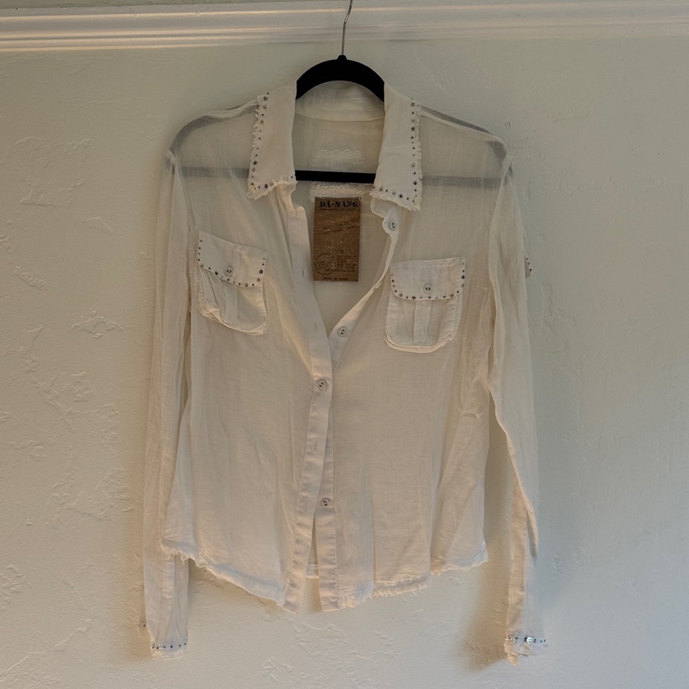 Da-Nang White Sheer Button-Down Shirt